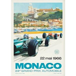 Плакат, постер grand prix monaco. Гран-при Монако. Гонка Формулы-1 на холсте, размер 60х84см