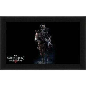 Плакат, постер на холсте The Witcher 3: Wild Hunt (Ведьмак), Геральт верхом на Плотве. Размер 21 на 30 см