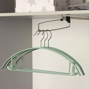 Плечики - вешалки для одежды антискользящие Доляна «Мята», набор 3 шт, 4220 см, металл с ПВХ покрытием, цвет зелёный