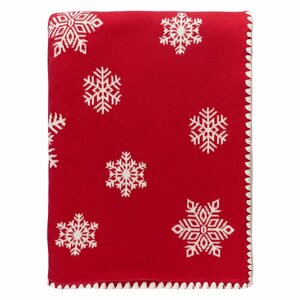 Плед 130х180 см из хлопка с новогодним рисунком Fluffy snowflakes из коллекции New Year Essential Tkano TK23-TH0006