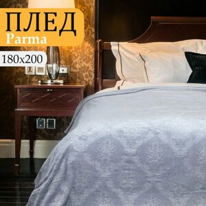 Плед 180х200 2-спальный Cleo Parma лавандовый, покрывало на кровать и диван пушистое с рисунком, велсофт