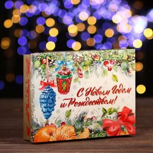 Подарочная коробка "Новогодний букет", 23.5 x 6.5 x 18.7 см, 5 шт.