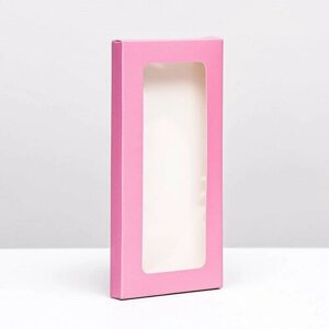 Подарочная коробка под плитку шоколада, с окном, розовая, 17 х 8 х 1,4 см 5 шт