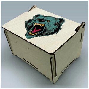 Подарочная коробка шкатулка с крышкой на петлях УФ рисунок размер 16,5x12,5 см животные на стиле - 114