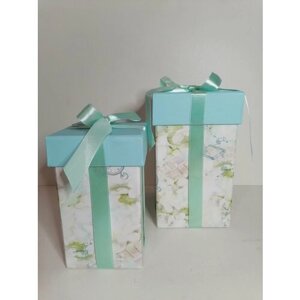 Подарочные коробочки набор 20х11х11 и 16х10х10 цвет голубой