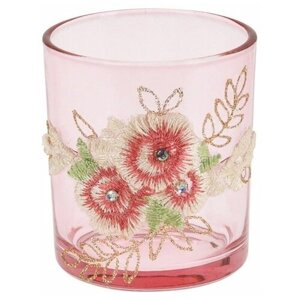 Подсвечник под чайную свечу кружевное лето, стекло, светло-розовый, 7х8 см, Koopman International