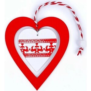 Подвеска новогодняя из дерева "Сердце", елочная игрушка на петельке, праздничный декор, цвет микс