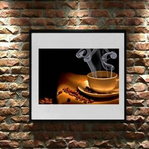 Постер "Ароматный кофе и зерна на темном фоне" Cool Eshe из коллекции "Еда и кухня", плакат А3