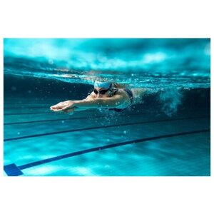 Постер на холсте Пловец в бассейне под водой №1 75см. x 50см.