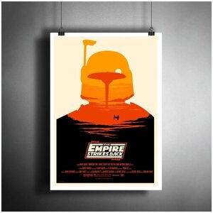 Постер плакат для интерьера "Звёздные Войны: Боба Фетт. Star Wars: Flat Boba Fett"Декор дома, офиса, комнаты A3 (297 x 420 мм)