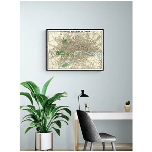 Постер / Плакат / Картина Старинныи план карта Лондона 50x70 см в раме