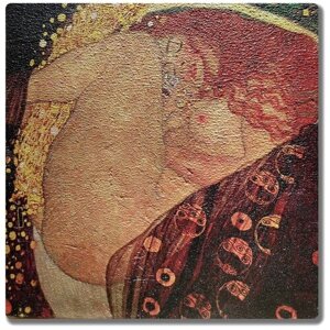 Репродукция картины Густава Климта "Даная"Интерьерная фреска на доске. 25х25 см