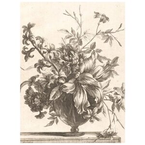 Репродукция на холсте [Цветы в стеклянной вазе] Жан-Батист Моннуайе 40см. x 54см.