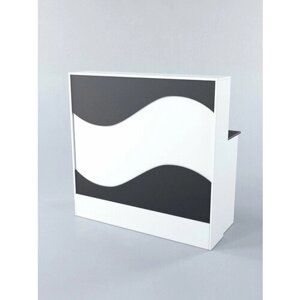 Ресепшн "Нежность Волны"1А с левосторонней закрытой тумбой, Белый+Черный 123.2 x 60 x 120 см