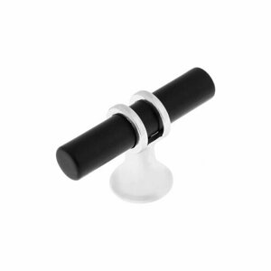 Ручка-кнопка , d-12 мм, пластик, цвет хром/черный 1 шт.