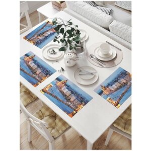 Салфетки на стол для сервировки прямоугольные, плейсмат JoyArty "Цепной мост над Дунаем", 32x46 см, в комплекте 4шт.