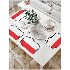 Салфетки на стол для сервировки прямоугольные, плейсмат JoyArty "Карта и флаг Польши", 32x46 см, в комплекте 4шт.