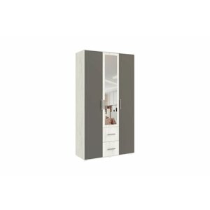 Шкаф 3-х створчатый Миф Фиеста New с зеркалом графит / дуб крафт белый 120x51x223.6 см