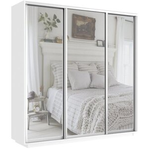 Шкаф купе для одежды, цвет Белый Снег, 220Х210Х45(ВхШхГ), 3 зеркала