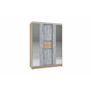 Шкаф-купе Интерьер-Центр Эдем с двумя зеркалами 1.5 м дуб крафт серый / бетонный камень 150x6x210 см