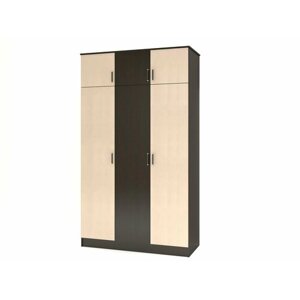 Шкаф МногоМеб Лайт 3-дверный с антресолью 150х60x240 дуб молочный 2 двери/венге 1 дверь