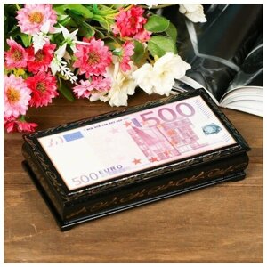 Шкатулка - купюрница "500 EURO", 8.5x17 см, лаковая миниатюра