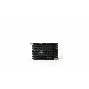 Шнурки для обуви круглые, прочные, со стразами блестящие черные), 1 пара, 100 см, 3 мм