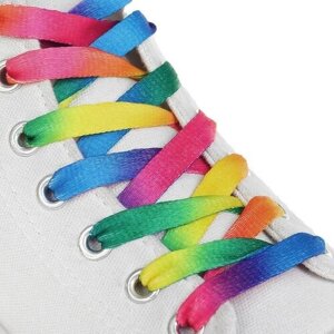 Шнурки для обуви, пара, плоские, 8 мм, 110 см, цвет «радужный», 4 штуки