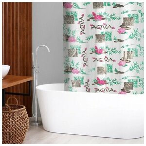 Штора для ванной комнаты «Аква», 180180 см, цвет белый