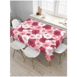 Скатерть прямоугольная JoyArty на кухонный стол "Чувственные розы" из оксфорда, 120x145 см