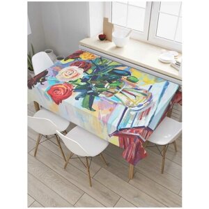 Скатерть прямоугольная JoyArty на кухонный стол "Цветочный натюрморт" из оксфорда, 120x145 см