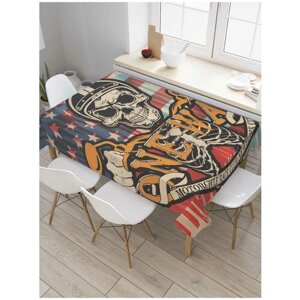 Скатерть прямоугольная JoyArty на кухонный стол "Флаг пиратов" из оксфорда, 120x145 см