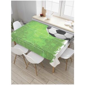 Скатерть прямоугольная JoyArty на кухонный стол "Футбольное поле и мяч" из оксфорда, 180x145 см