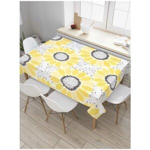 Скатерть прямоугольная JoyArty на кухонный стол "Гордые цветы" из оксфорда, 120x145 см
