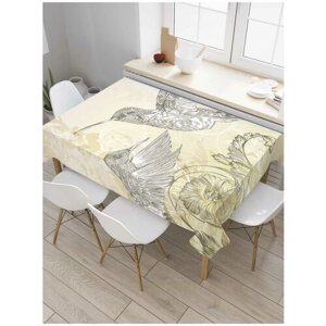 Скатерть прямоугольная JoyArty на кухонный стол "Колибри на свежем воздухе" из оксфорда, 120x145 см
