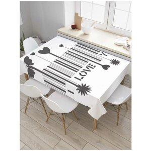 Скатерть прямоугольная JoyArty на кухонный стол "Любовный штрих код" из оксфорда, 180x145 см