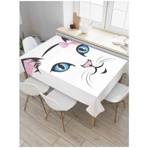 Скатерть прямоугольная JoyArty на кухонный стол "Милая кошечка" из оксфорда, 180x145 см