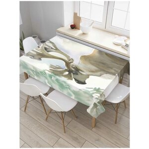 Скатерть прямоугольная JoyArty на кухонный стол "Мирный лось" из оксфорда, 180x145 см