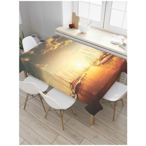 Скатерть прямоугольная JoyArty на кухонный стол "Населенная гавань" из оксфорда, 120x145 см