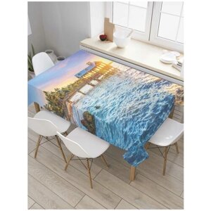 Скатерть прямоугольная JoyArty на кухонный стол "Причал на рассвете" из оксфорда, 180x145 см