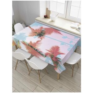 Скатерть прямоугольная JoyArty на кухонный стол "Раздвоение пальм" из оксфорда, 120x145 см