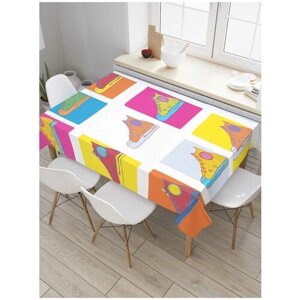 Скатерть прямоугольная JoyArty на кухонный стол "Разноцветные кеды" из оксфорда, 180x145 см