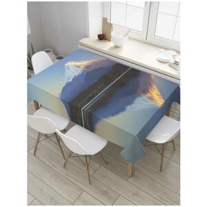 Скатерть прямоугольная JoyArty на кухонный стол "Река у подножья горы" из оксфорда, 120x145 см