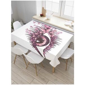 Скатерть прямоугольная JoyArty на кухонный стол "Ресницы с бабочками" из оксфорда, 120x145 см