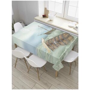 Скатерть прямоугольная JoyArty на кухонный стол "Сундук с парусника" из оксфорда, 180x145 см