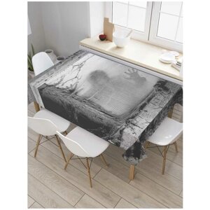 Скатерть прямоугольная JoyArty на кухонный стол "Тень призрака" из оксфорда, 180x145 см