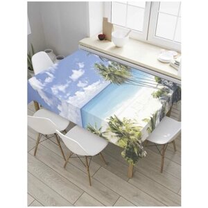 Скатерть прямоугольная JoyArty на кухонный стол "Тропический пляж" из оксфорда, 120x145 см