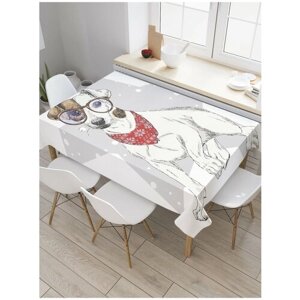 Скатерть прямоугольная JoyArty на кухонный стол "Умный терьер" из оксфорда, 120x145 см