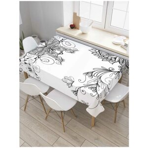 Скатерть прямоугольная JoyArty на кухонный стол "В погоне за цветами" из оксфорда, 180x145 см