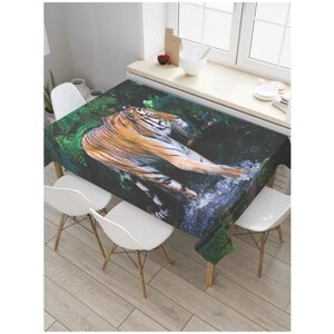 Скатерть прямоугольная JoyArty на кухонный стол "Вброд по ручейку" из оксфорда, 120x145 см